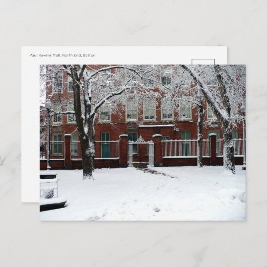 Carte Postale Boston Red School House en hiver Neige blanche (Devant / Derrière)