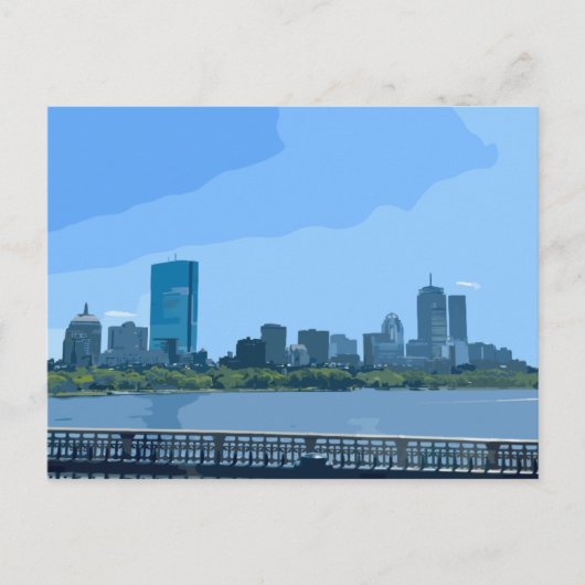 Carte Postale Boston Skyline Charles River Peinture (Devant)