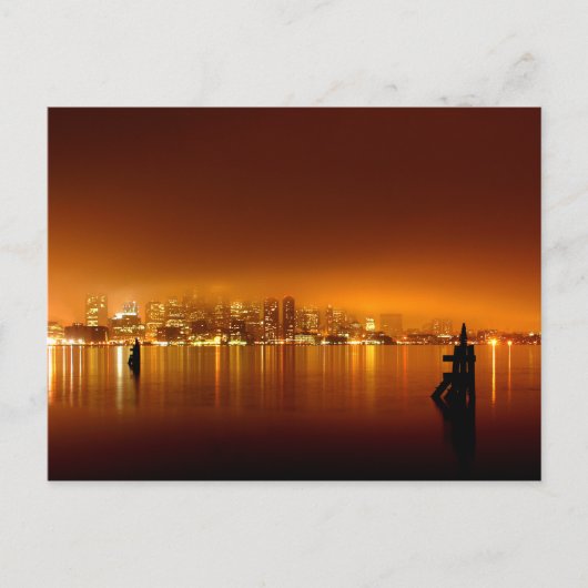 Carte Postale Boston Skyline la nuit (Devant)