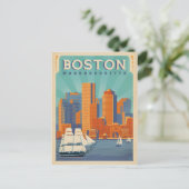 Carte Postale Boston Skyline & Sailboats | Massachusetts (Debout devant)