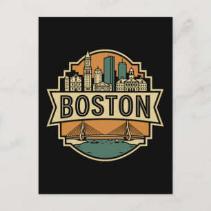 Carte Postale Boston Skyline Vintage Massachusetts