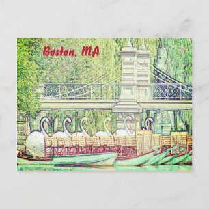 Carte postale Boston Swan Boats Pencil and Ink Fil