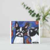 Carte Postale Boston Terrier aime baiser (Debout devant)