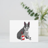 Carte Postale Boston Terrier avec Boisson (Debout devant)