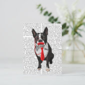 Carte Postale Boston Terrier avec Cravate rouge et moustache 2 (Debout devant)