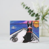 Carte Postale Boston Terrier Bateau Nautique Coucher de Soleil A (Debout devant)