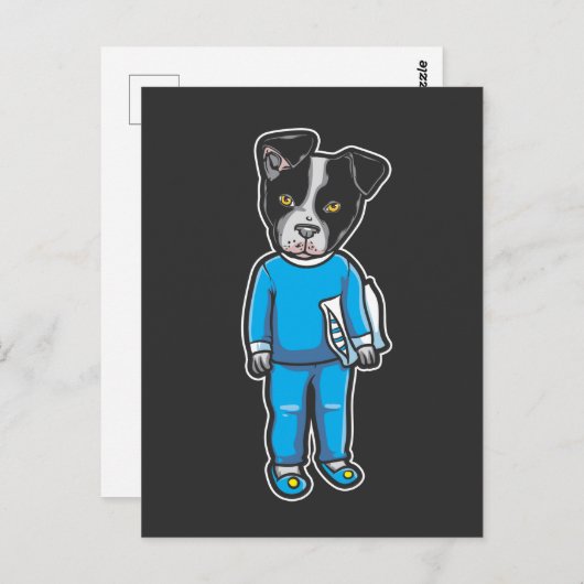Carte Postale Boston Terrier Chien Pyjama Puppy Sleep Heure du l (Devant / Derrière)