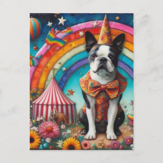 Carte Postale Boston Terrier Circus Encaustic (Devant)