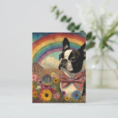 Carte Postale Boston Terrier Circus Hippie Rainbow (Debout devant)