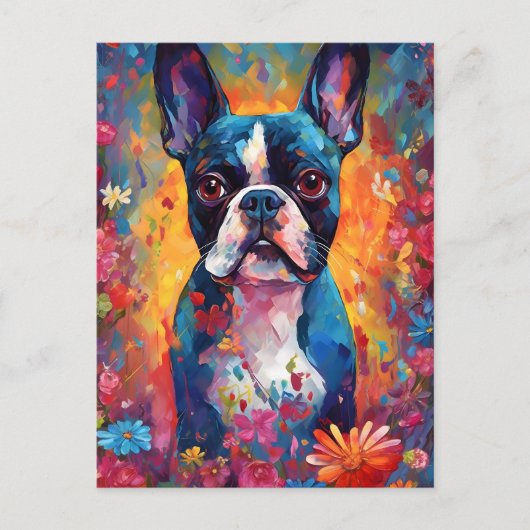 Carte Postale Boston Terrier Coloré (Devant)