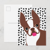 Carte Postale Boston Terrier Cute Brown et blanc (Devant / Derrière)