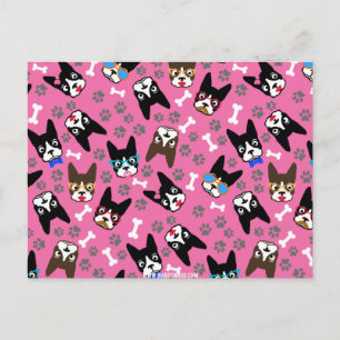 Carte Postale Boston Terrier Cute Mustache Visages amusants