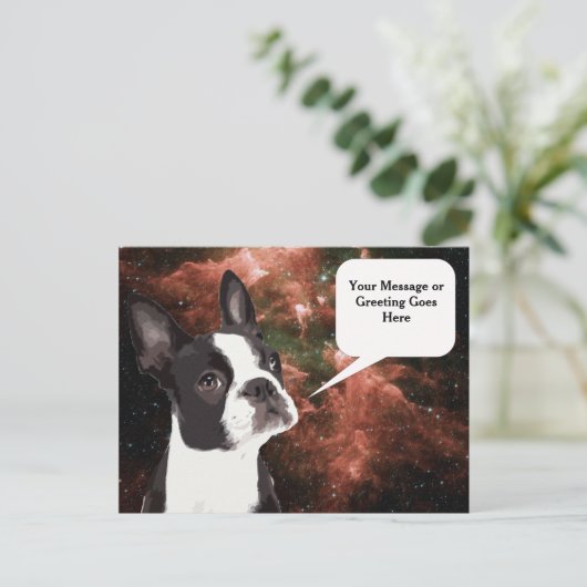 Carte postale Boston Terrier dans l'espace (Debout devant)