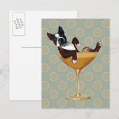 Carte Postale Boston Terrier en verre à cocktail (Devant / Derrière)