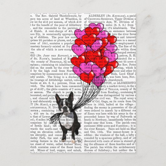 Carte Postale Boston Terrier Et Ballons (Devant)