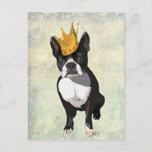 Carte Postale Boston Terrier et Couronne