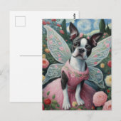 Carte Postale Boston Terrier Fairy in the Flower Garden (Devant / Derrière)