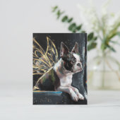 Carte Postale Boston Terrier Fairy sur un train (Debout devant)