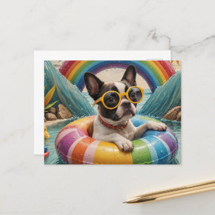 Carte Postale Boston Terrier flottant un jour d'été