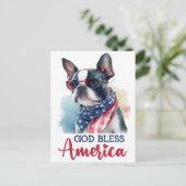 Carte postale Boston Terrier, God Bless America (Debout devant)