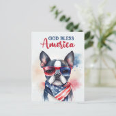 Carte postale Boston Terrier, God Bless America (Debout devant)