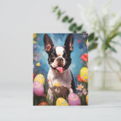 Carte Postale Boston Terrier Joyeux Pâques (Debout devant)