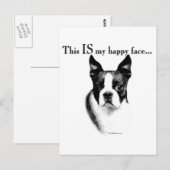 Carte Postale Boston Terrier Joyeux Visage (Devant / Derrière)