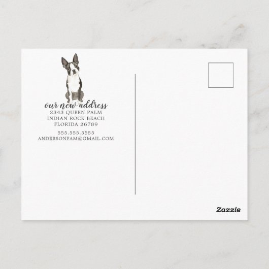 Carte postale Boston Terrier Moving Faire-part (Dos)