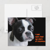 Carte Postale Boston Terrier : Plus que ma part de gentillesse (Devant / Derrière)