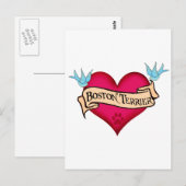Carte Postale Boston Terrier Tattoo Heart (Devant / Derrière)