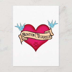 Carte Postale Boston Terrier Tattoo Heart