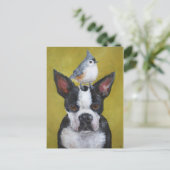 Carte postale Boston Terrier & titmouse (Debout devant)