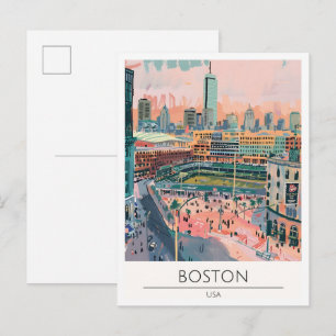 Carte Postale Boston USA Illustration d'art vintage Voyage