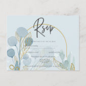 Carte Postale Botanica moderne; Aqua SeaGlass Gold Wedding Invit (Devant)