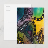 Carte postale botanique abstraite vert jaune (Devant / Derrière)