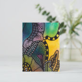 Carte postale botanique abstraite vert jaune (Debout devant)