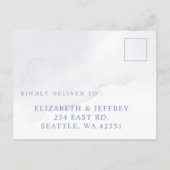 Carte Postale Botanique Dusty Blue Floral Wedding RSVP (Dos)