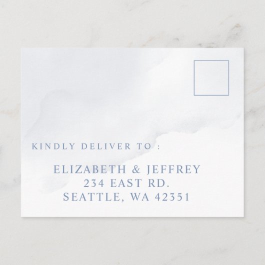 Carte Postale Botanique Dusty Blue Floral Wedding RSVP (Dos)