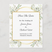 Carte Postale Botanique Eucalyptus Gold Frame Enregistrer La Dat (Devant)