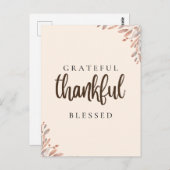 Carte Postale Botanique Grateful Thankful Blessed (Devant / Derrière)