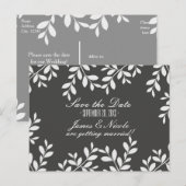 Carte postale botanique moderne gris et feuilles b (Devant / Derrière)