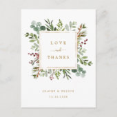 Carte Postale Botanique Noël Mariage or Merci Postcar (Devant)