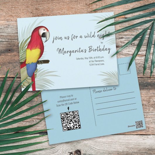 Carte Postale Botanique sauvage Birthday Bird QR Code Médias soc