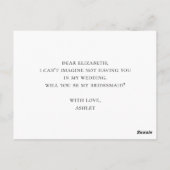 Carte Postale Botanique Serez-vous ma demoiselle d'honneur ? Jar (Dos)