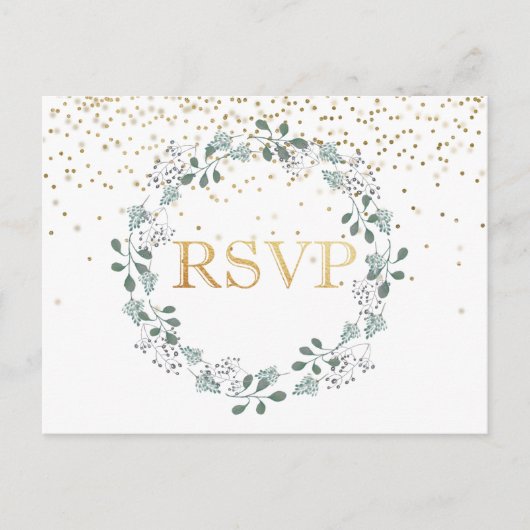 Carte Postale Botanique Verdure RSVP Mariage Frame Or Postcar (Devant)