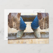 Carte Postale Bottes de cowboy à la clôture (Devant / Derrière)