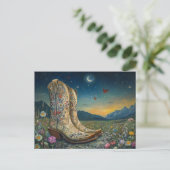 Carte Postale Bottes de cowboy dans la prairie (Debout devant)