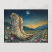 Carte Postale Bottes de cowboy dans la prairie (Devant)