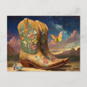 Carte Postale Bottes de cowboy dans la prairie (Devant)