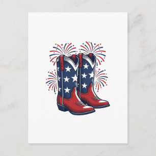 Carte Postale Bottes de cowboy patriotiques conception de chemis